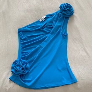 Gianni Bini Blue One-Shoulder Blouse